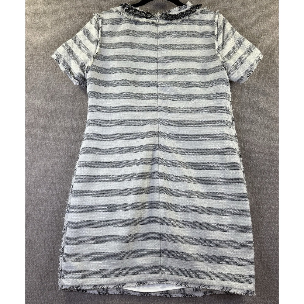 MICHAEL Michael Kors Striped Tweed Metal Chain Neck Shift Dress Size 6 - Picture 4 of 11